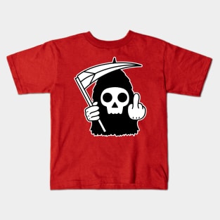 Cute Grim Reaper With Middle Finger Kids T-Shirt